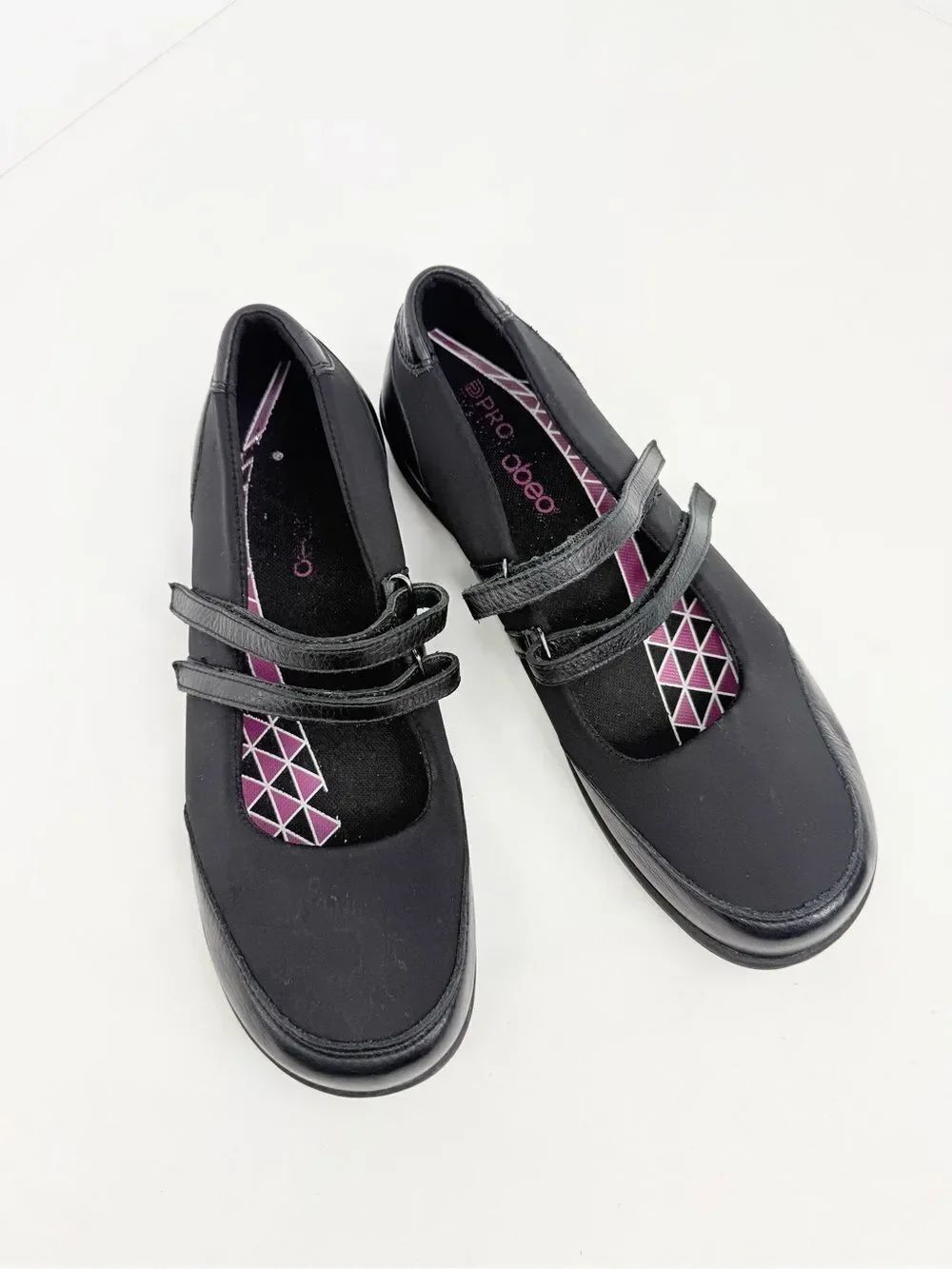 Abeo Pro Smart System ETHEL Black Leather Double Strap Mary Jane Support Shoes